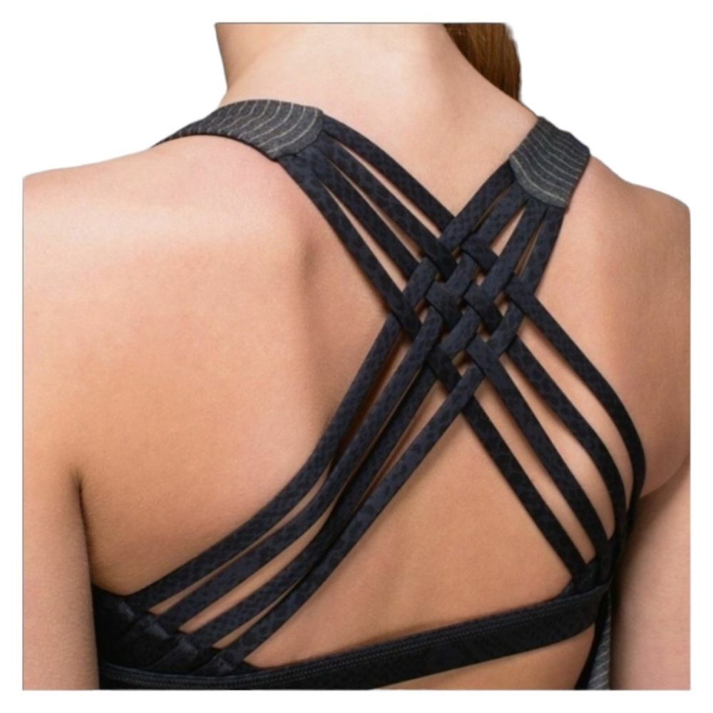 Lululemon 2-In-1 Wild Tank Top Built-in-Bra Heathered Black/ Grey Women's  4